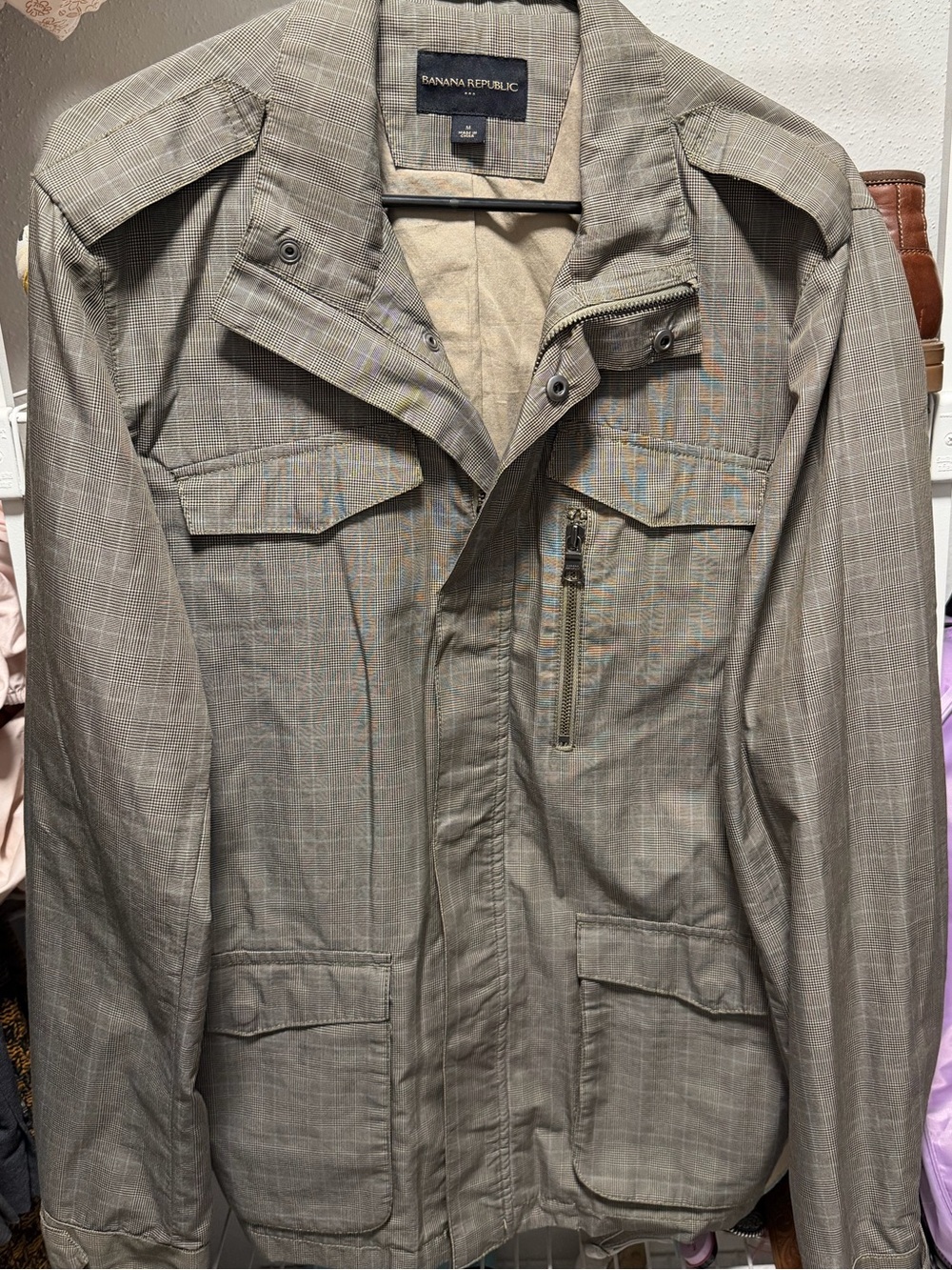 Banana Republic Men's Light Gray Military Field Jacket